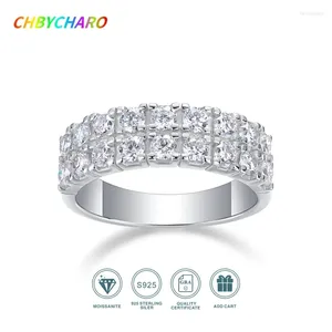 Cluster ringen Chbycharo 2024 Fashion Starry Sky 1.17 Moissanite Ring for Women S925 Silver Party Anniversary Engagement Bruiloft Gift