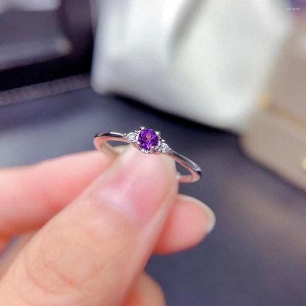 Cluster anneaux chic mais beaux anneaux à la mode de pierre précieuse violet naturel naturel pour les femmes réelle 925 charme en argent sterling fin bijoux