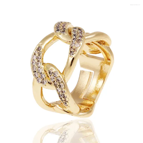 Bagues de cluster Chic Cuba 2023 Tendance 18K Plaqué Or Bijoux Exquis Mode Simple Style Zircon Bague Pour Femmes Cadeau D'amitié