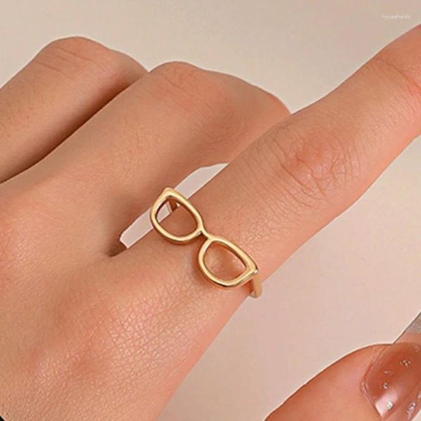 Anillos de racimo Mini gafas infantiles Anillo de pareja para mujeres Diseño de nicho creativo Índice abierto Dedo Moda Accesorios de joyería de fiesta