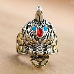 Cluster anneaux chinois Feng shui pixiu anneau réglable thai argent cuivre cuivre ouverte pour femmes hommes amulet richesse joelry chanceux cadeau
