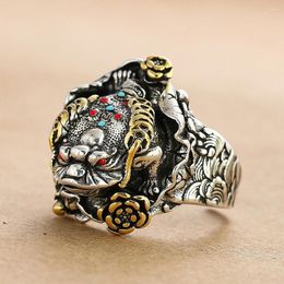 Cluster anneaux chinois Golden Toad Copper Coin Ajustement pour femmes hommes Feng Shui amulette ouverte richesse de bijoux chanceux Gift