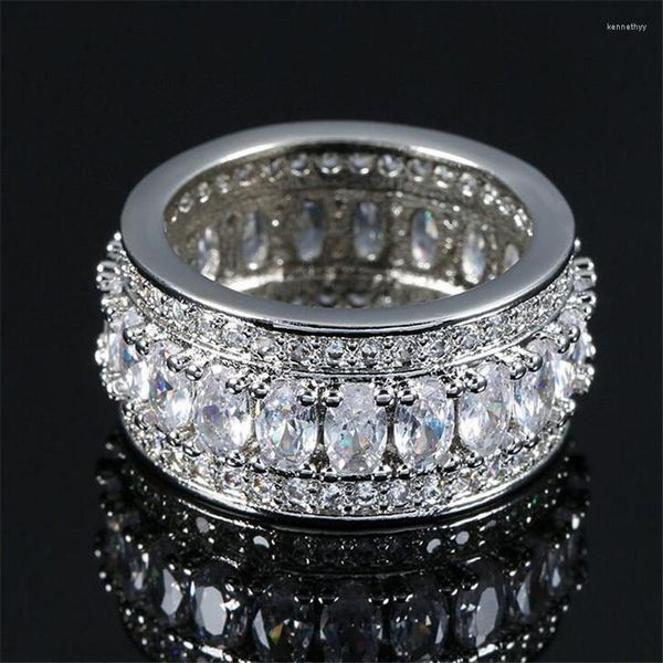 Anillos de racimo Choucong Venta superior Joyería de lujo 925 Corte ovalado de plata Topacio blanco CZ Diamante Piedras preciosas Promesa Fiesta Mujeres Anillo de boda