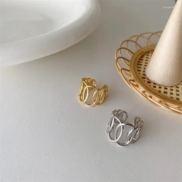 Anillos de racimo Círculo torcido ajustable para las mujeres color oro abierto puño anillo de dedo moda coreana minimalista joyería anillos mujer