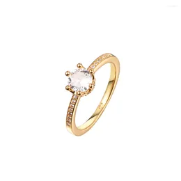 Cluster anneaux CKK Clear Sparkling Crown Solitaire Ring 925 Bijoux original en argent sterling pour les femmes Gift