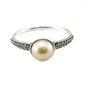 Cluster Ringen CKK Elegante Schoonheid Witte Parel Zilveren Ring Voor Vrouwen Mannen Anel Feminino 925 Sieraden Sterling Anillos Mujer Hombre Bruiloft