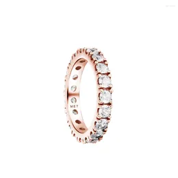 Bagues de cluster CKK Sparkling Row Bague d'éternité pour femmes 925 Sterling Silver Bijoux originaux Anillos Mujer Bague Plata Anel