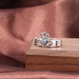 Bagues de cluster Claddagh Bague irlandaise 925 Sterling Silver Love Couronne celtique Mariage de fiançailles