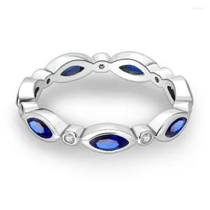Cluster ringen klassiek blauw zirkon 925 sterling zilver eenvoudig meerdere oogverbinding samen fit feestviering geschenken