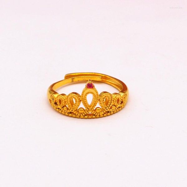 Anillos de racimo Moda clásica Estilo antiguo Latón Chapado en oro Anillo Corona Apertura Mujeres Vietnam Arena Joyería de boda Regalo