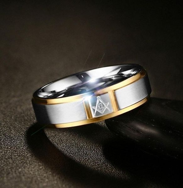 Anillos de racimo, anillo de patrón masónico brillante clásico, regalo de joyería de fiesta informal de moda para hombres