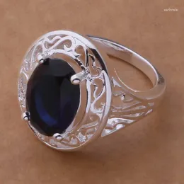 Cluster ringen klassieke hoogwaardige JZ-AR376 zilveren kleur groothandel mode sieraden donkere steen cirkelvormige carve patronen jubileumring