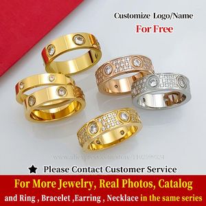 Cluster Rings Classic Love Ring for Women Men Parp 18K Gold vergulde roestvrijstalen kristallen kubieke zirkoon bruiloft luxe sieraden