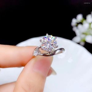 Cluster Ringen Klassieke Moissanite Trouwring Voor Vrouw 1 Ct IF Grade 925 Zilveren Engagement Gratis Sieraden Doos