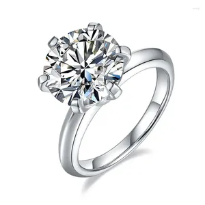 Cluster Anneaux Classic Six Claw 5CT D Color Moissanite 925 Silver Realine Engagement Ring For Women Wedding personnalisé Lettrage Luxury