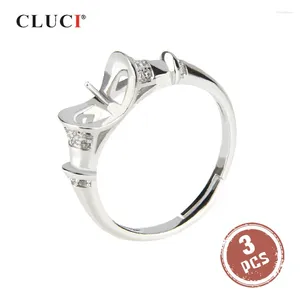 Clusterringen CLUCI 3PCS Authentiek Silver 925 Women Pearl Ring Montage mode verstelbaar voor bruiloftsbetrokkenheid SR2044SB