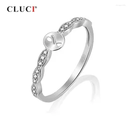 Cluster anneaux CLUCI 925 argent sterling minuscule doigt avec zircons design anneau de mariage rond du montage de perles
