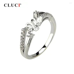 Cluster anneaux Cluci Femmes Silver 925 Bijoux de conception Multige Sterling Pearl Ring Montage Zircon SR1020SB