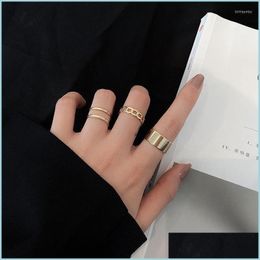 Cluster anneaux cluster anneaux 2022 mode simple design anillos vintage gold sier couleurs joints pour femmes bijoux version cor￩enne r dhkou