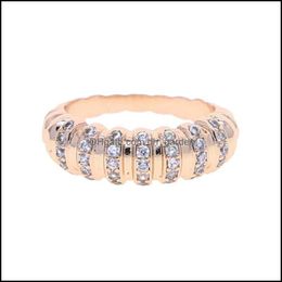 Cluster anneaux cluster anneaux classiques twist band dome ring rose rose gold couleur micro pave glace out bling engagement eternity stack wome dhxlu