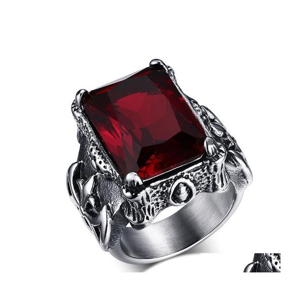 Cluster anneaux de cluster sonneries gothiques vintage rubis groyaux diamants de zircon rouge pour hommes