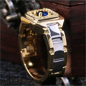 Bagues De Grappe Bagues De Grappe Huitan Party Hommes Montre Créative En Forme De Conception À Deux Tons Pour Bague De Mariage Avec Taille 614 Bijoux Masculins Entier Dhf4K