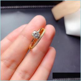 Bagues de grappe Bagues de grappe Boutique Low To Earth 0 5 Bague Moissanite Pour Femme 925 Sier Plaqué Or Cadeau D'anniversaire Brillant Mieux Engageme Dhl9Q