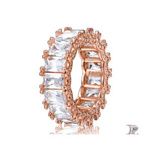 Cluster Rings Cmajor Sterling Sier Synthetische Diamond Jewelry Fashion 14ct Cubic Zirkon Golden Rose Gold Square Classic Ring voor Drop DHVN3