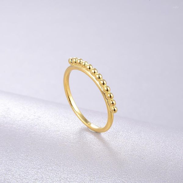 Anillos de racimo Cmajor Plata de ley Chapado en oro Joyería Delicada Moda Temperamento Personalidad Con cuentas Retro Anillo de dedo romano para mujer