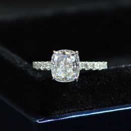 Clusterringen Cmajor Sterling Silver Synthetische Diamond sieraden Delicaat 14ct Simulatie Boor Wit vierkant 8 9mm Classic Ring For Women
