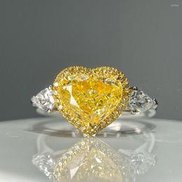 Clusterringe CNZX NGTC Diamantring 2,013 ct 18 Karat Gold Fancy Hellgelbe Diamanten Hochzeit Verlobung Weiblich Für Frauen Fein