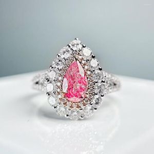 Cluster Ringen CNZX2023 Fijne Sieraden Echte 18K Goud 0.53ct Roze Diamanten Bruiloft Verloving Vrouwelijke Voor Vrouwen Ring TX