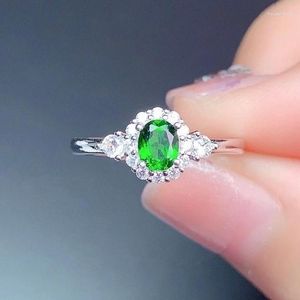 Cluster Ringen CoLife Sieraden Mode Edelsteen Ring Voor Dagelijks Dragen 4mm 5mm Natuurlijke Diopside 925 Zilveren Meisje Gift