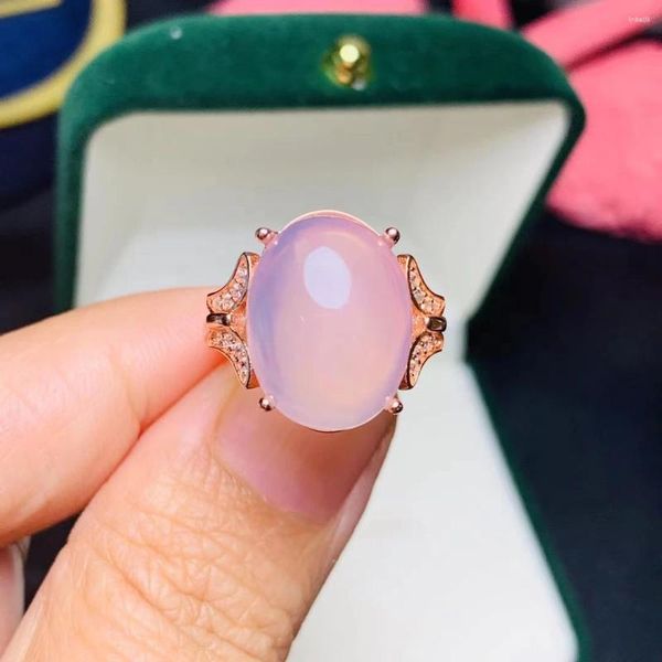 Anneaux de cluster Colife Jewelry Fashion Quartz Ring pour usure quotidienne de 12 mm 16 mm Rose naturelle 925 argent