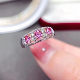 Clusterringen CoLifeLove echte roze saffierring massief 925 zilveren sieraden natuurlijk voor dagelijks gebruik