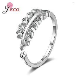 CLUSTER Rings Collection Olive Leaf CZ 925 STERLING Silver for Women Open Empilable Ring Band Bijoux Fine