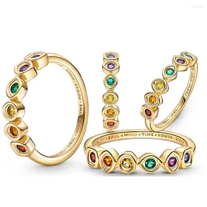 Clusterringen gekleurde Infinity Stones Ring Power Fit Original For Women Golden Marry Lovers Fashion Jewelry Gifts