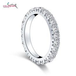 Bagues de cluster COLORFISH 925 Sterling Silver 3mm Round Cut Full Eternity Ring Pour Femmes SONA Simulé Diamant Bague De Fiançailles De Mariage