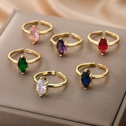 Clusterringen kleurrijk kristallen bruiloft voor vrouwen eenvoudige multicolor ovaal zirkoon licht kleur groothandel bruid sieraden vriendschap Giftcluster