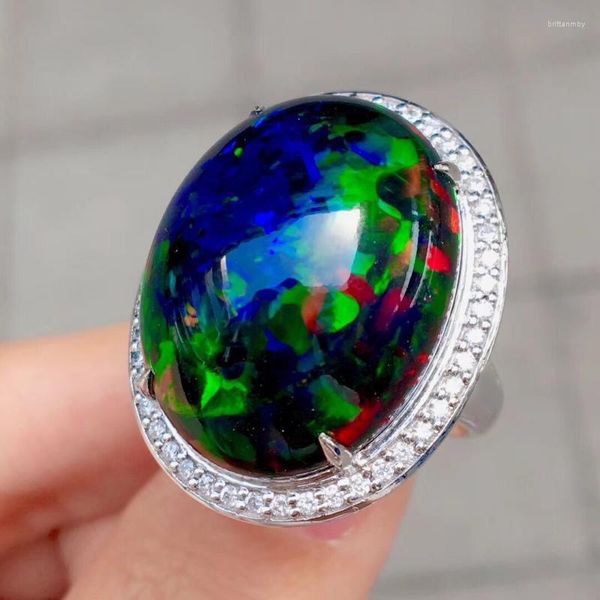 Anillos de racimo Color circón joyería cristal chino 925 plata mujeres encantos piedra preciosa Real Vintage anillo ajustable talismanes naturales