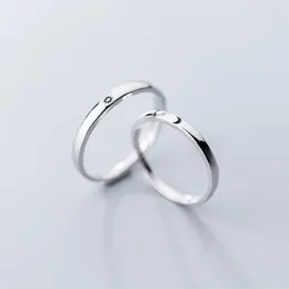 Clusterringen Colusiwei Echt 925 Sterling Zilver Zon Maan Paar Verstelbare Vingerring Romantisch Voor Lover Sieraden