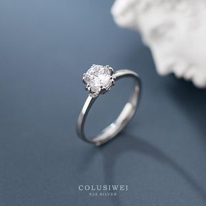 Cluster ringen Colusiwei open verstelbare oogverblindende Clear CZ voor vrouwen 925 Sterling Silver Wedding Engagement Statement Band Fine Jewelry