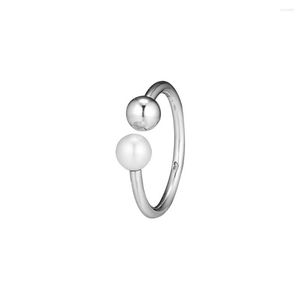 Cluster ringen eigentijdse Pearl Open voor vrouwen DIY maken echt 925 Sterling Silver Jewelry Party Wedding Gift Anillos Groothandel