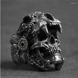 Clusterringen Cool Fashion Boy Skull Knight Ring Sieraden en Gothic Steampunk Heren Devil Party Groothandel