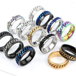 Clusterringen Cool Draaibare roestvrijstalen ring Mannen Vrouwen Hoge kwaliteit Spinnerketting Klassieke punkrock Rome Digitale sieraden Feestcadeau