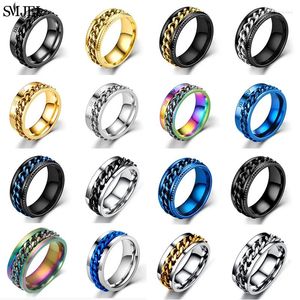 Anillos de racimo fresco titanio acero cadena giratoria para pareja de alta calidad multifuncional botella abridor anillo spinner joyería punk regalos