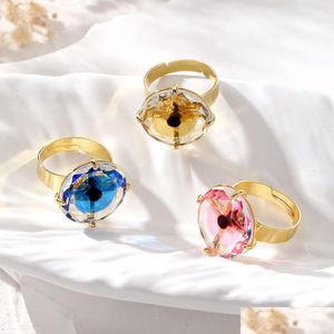 Anillos de racimo Chapado en cobre Metal dorado para mujeres HQ Moda Encantador Zircon Cristal Mal de ojo Estilo étnico Entrega de gota Jewelr Dhgarden Dhpja