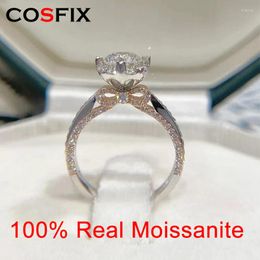 Cluster ringen Cosfix 1.0ct Moissanite damesring Fashion Crown S925 Sterling Silver verstelbaar voor vrouwen Wedding Party Gift 2023
