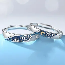 Cluster anneaux couples créatifs de promesse à la mode décoration 2 pièces pour les groupes de fiançailles anniversaire