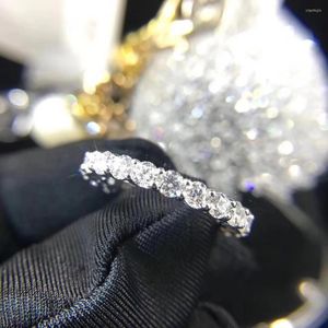 Cluster Ringen Paar Eternity 4mm Lab Diamond Ring 925 Sterling Zilver Bijou Engagement Wedding Band Voor Vrouwen Mannen fijne Partij Sieraden